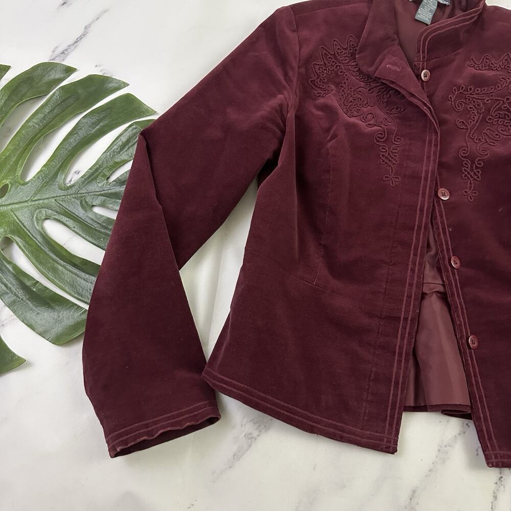 Hillard Hanson Womens Vintage y2k Corduroy Blazer Jacket Size S Purple Floral - Picture 4 of 11